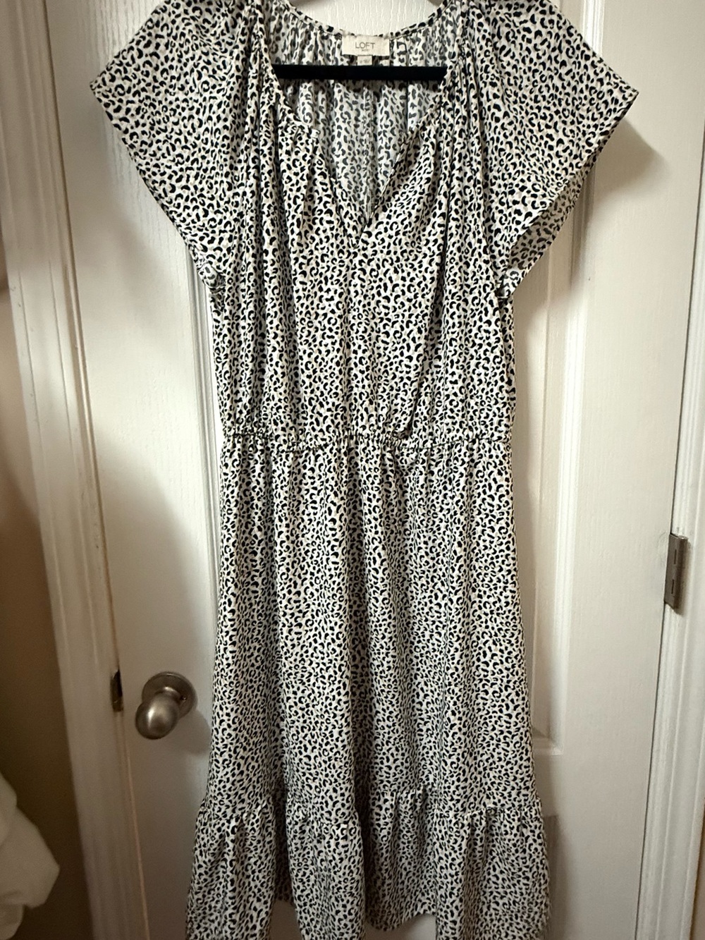 LOFT Cream and Black Leopard Print Blouse